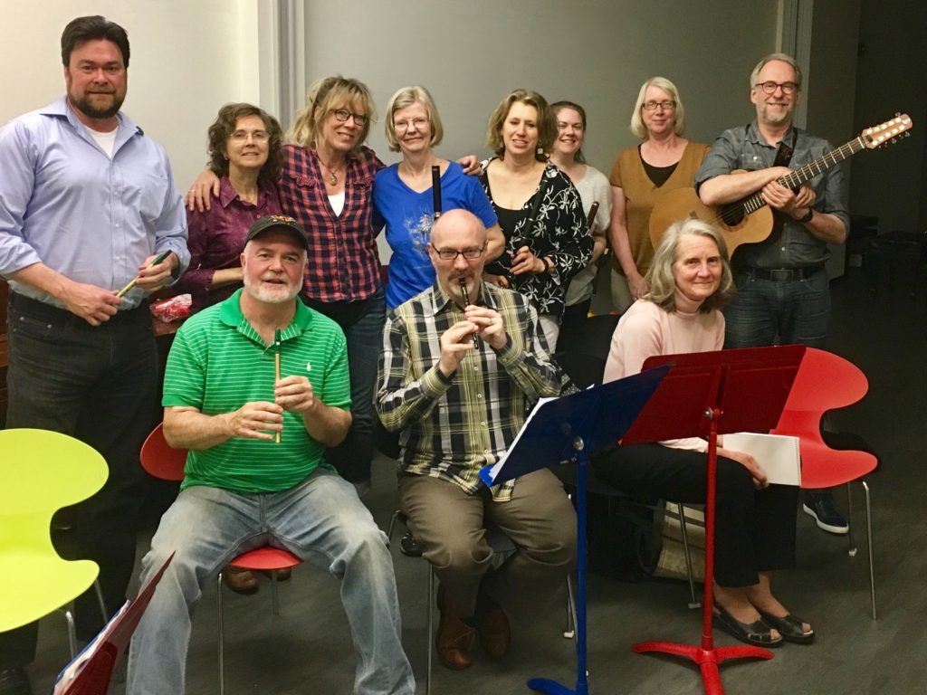 Students and teachers of Irish Flute and Tin Whistle Class